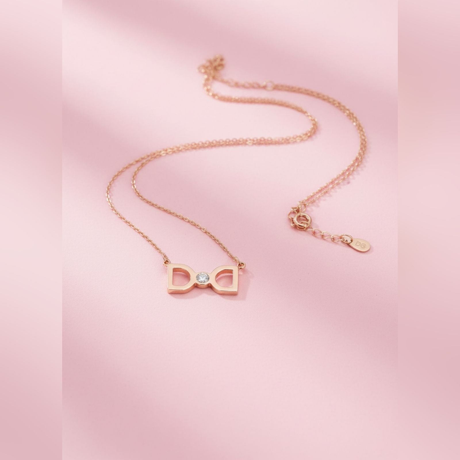 Rose Gold 92.5 Silver Double D Minimalist Chain